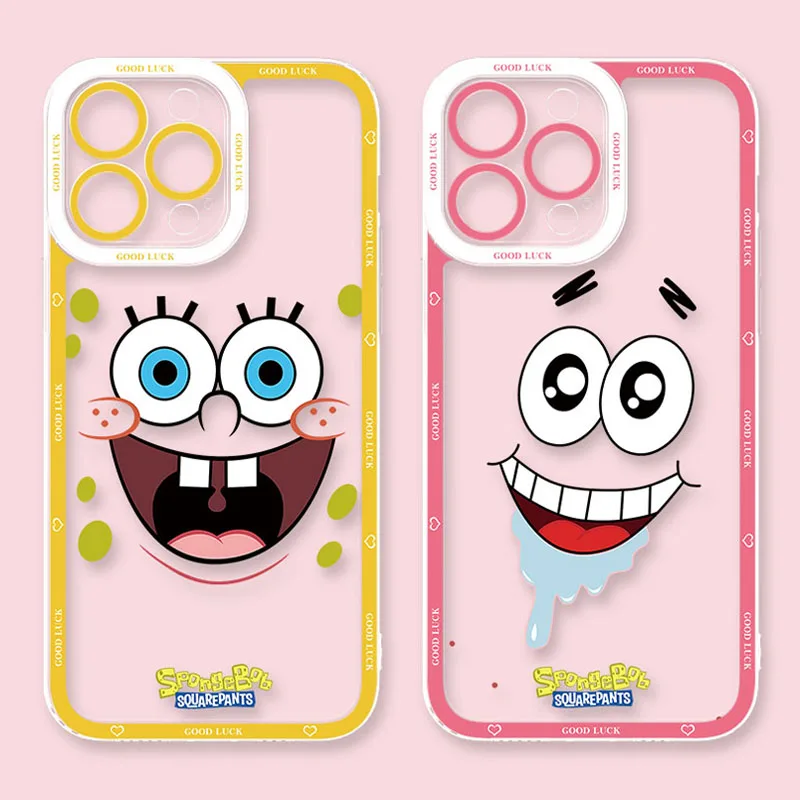 SpongeBobs Patrick Star Чехол для iPhone 15 14 Pro Max 13 12 Mini 11 Pro XR XS X 8 7 6 6S Plus SE 2020 Мягкий силиконовый прозрачный чехол Изображение 2
