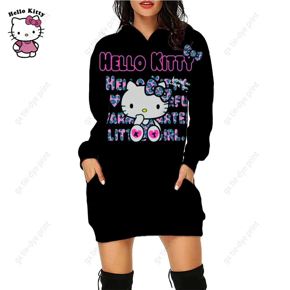 Y2K Американское ретро HELLO KITTY Женская толстовка с капюшоном 2023 Plus Толстовка с капюшоном E-girl Goth Punk Толстовка с длинным рукавом Модная уличная одежда Изображение 0